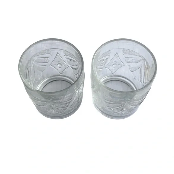 Martha Stewart Set of 6 Everyday Use Fan Diamond Round Clear Glasses - Picture 14 of 16